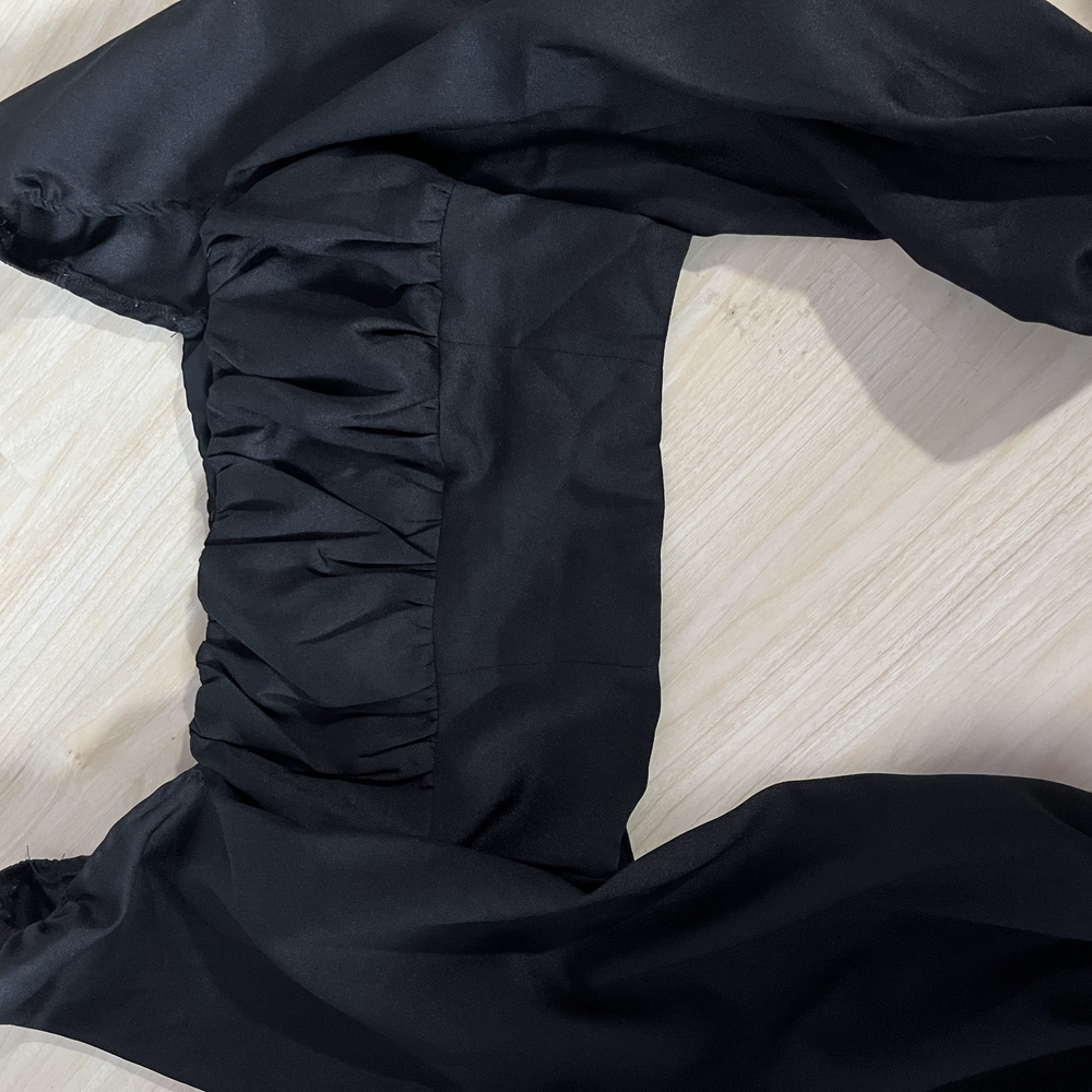 Black Long Sleeve Blouse (Cropped)